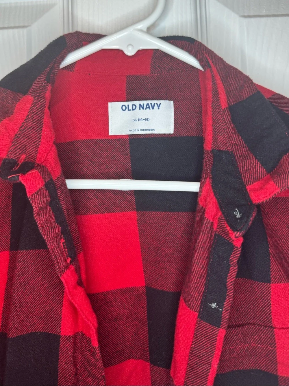 Old Navy Kids Red and Black Buffalo Plaid Button-Down XL Shirt
